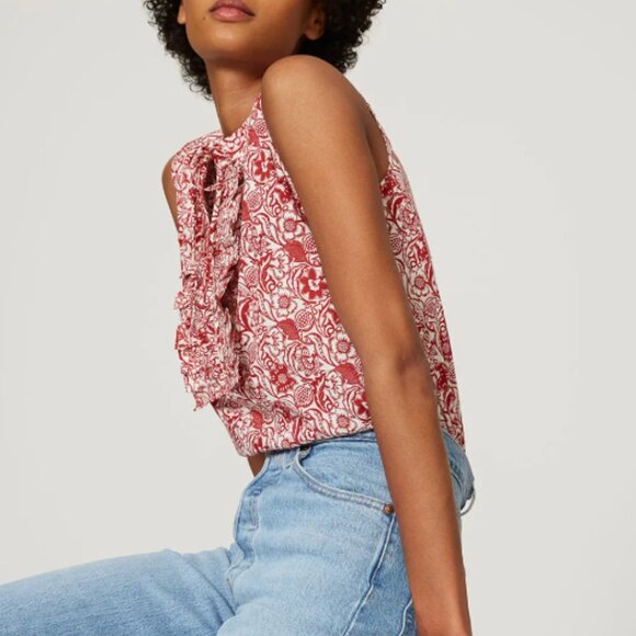 Size 40 (XS/2) - DEREK LAM - Red Vintage Floral Top Rent the Runway $285 msrp - Picture 5 of 11